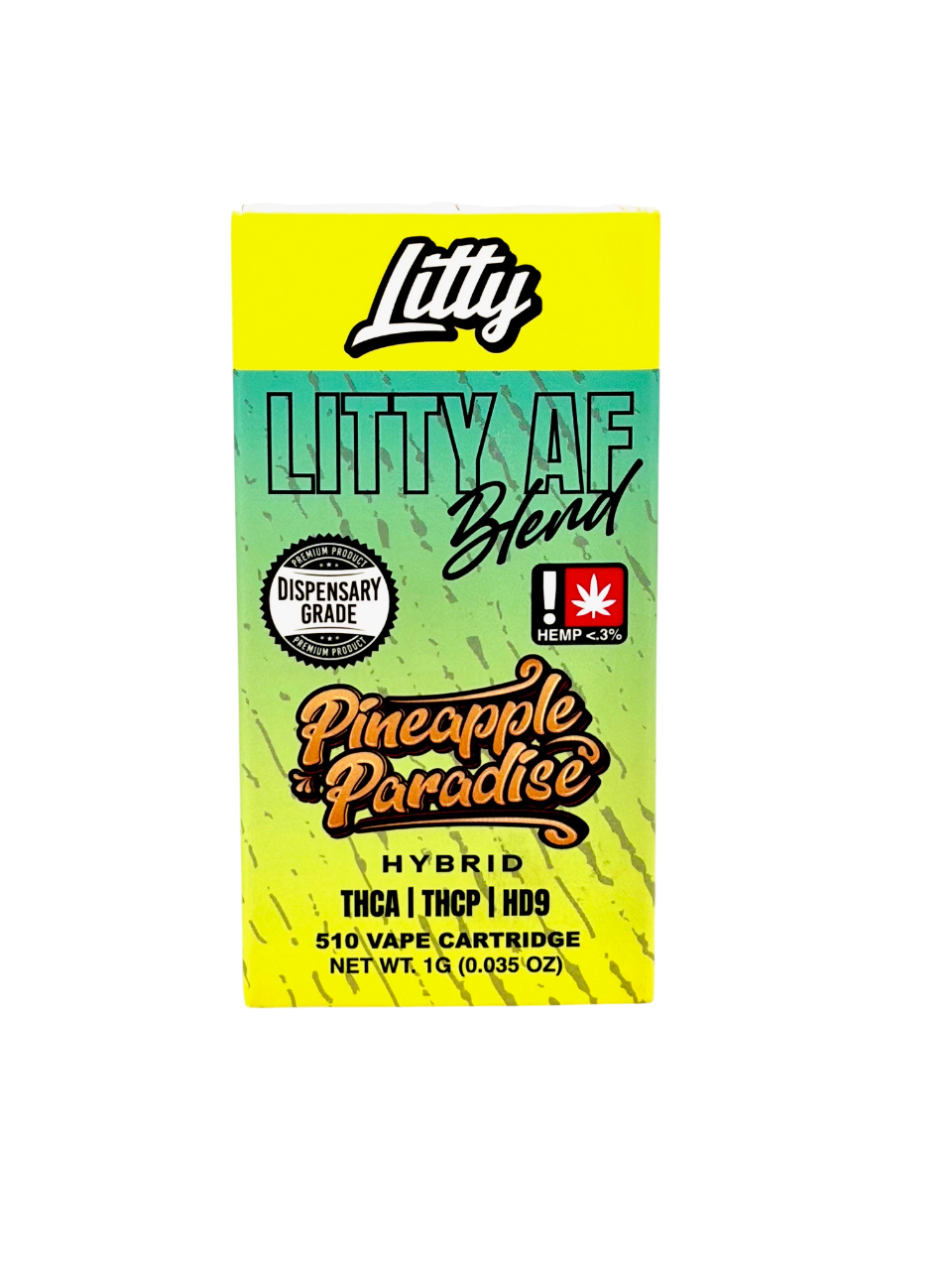 Litty Pineapple Paradise vape cartridge packaging on a white background