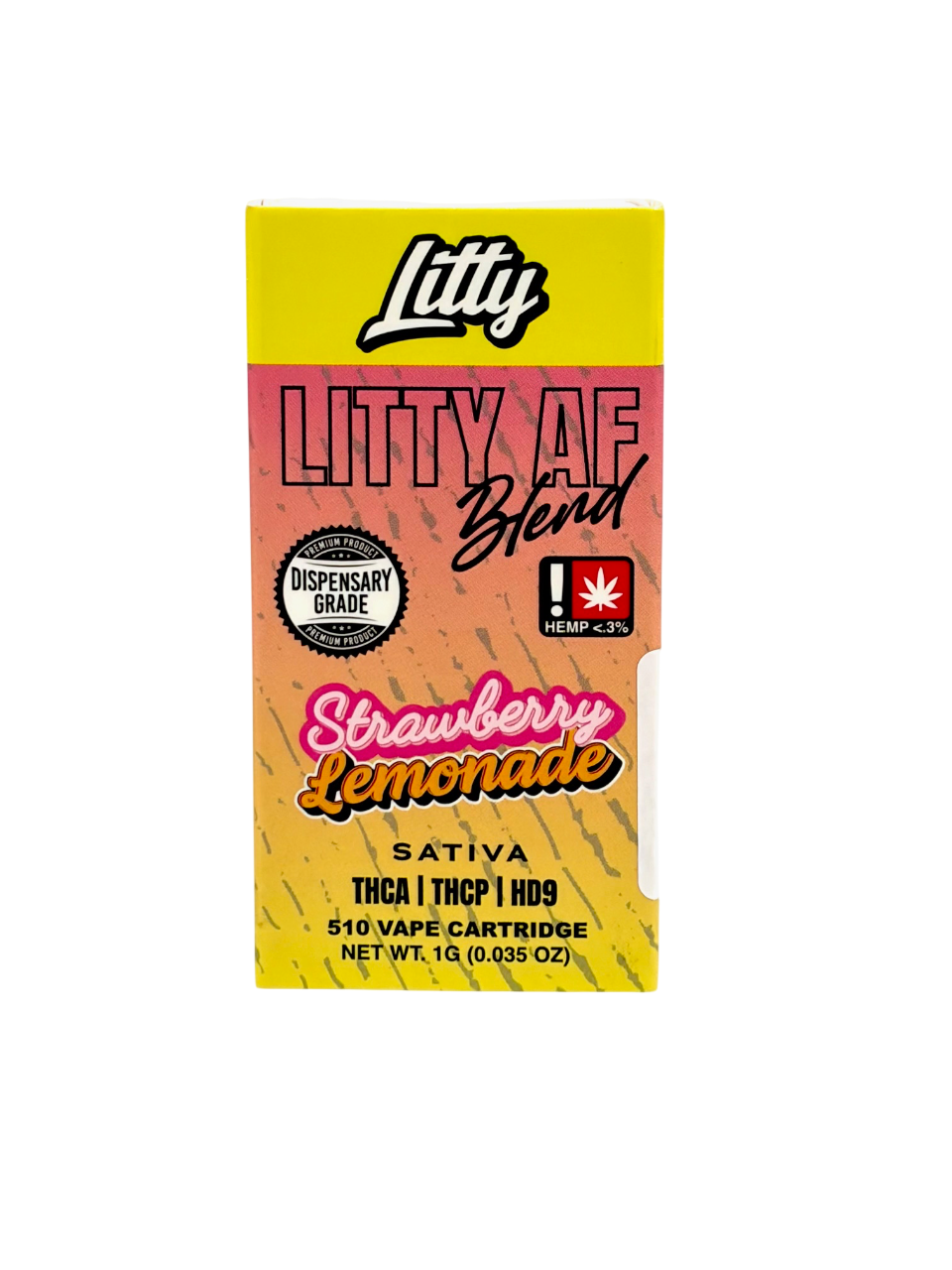 Litty Strawberry Lemonade vape cartridge packaging on a white background