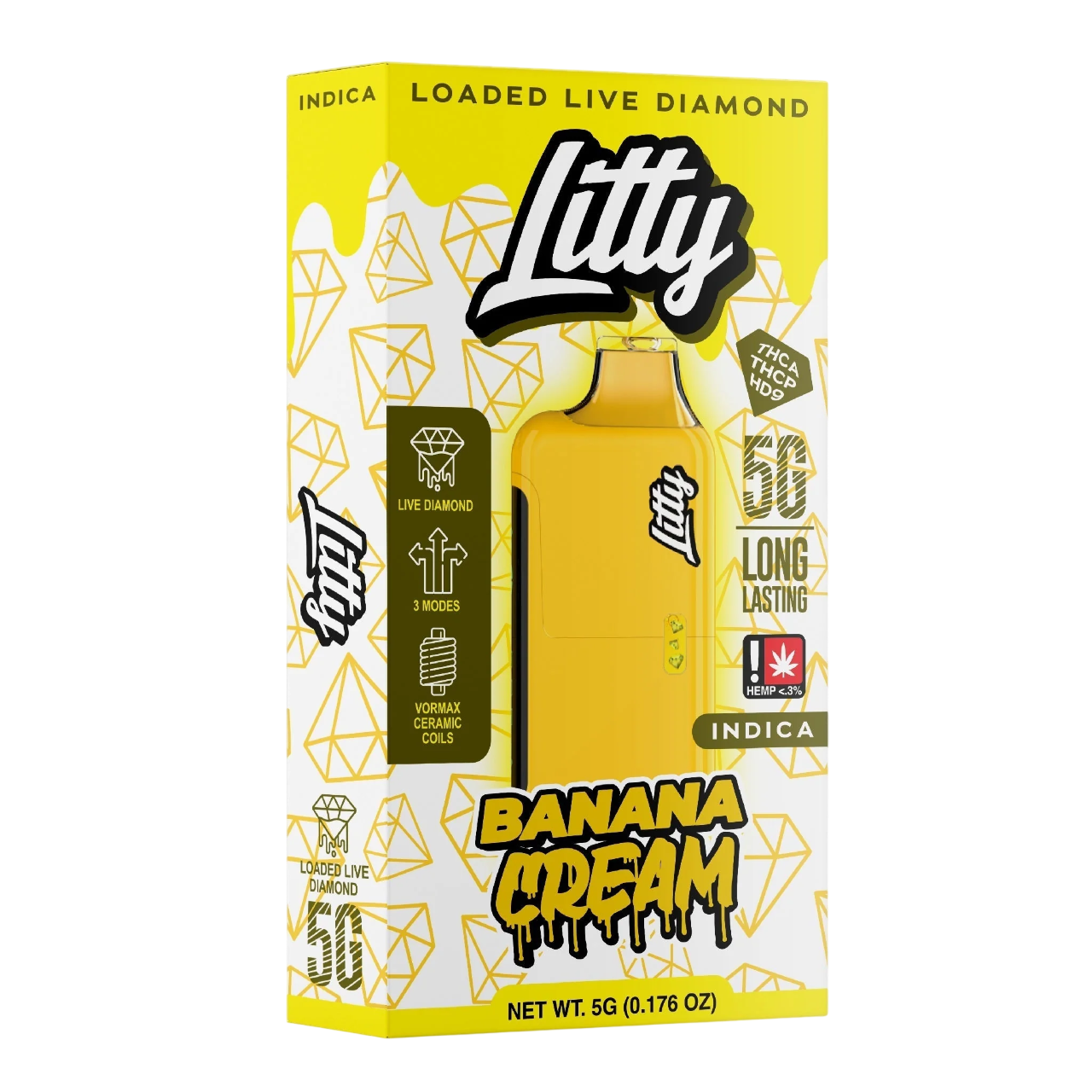 Litty Banana Cream vape pen packaging on a white background