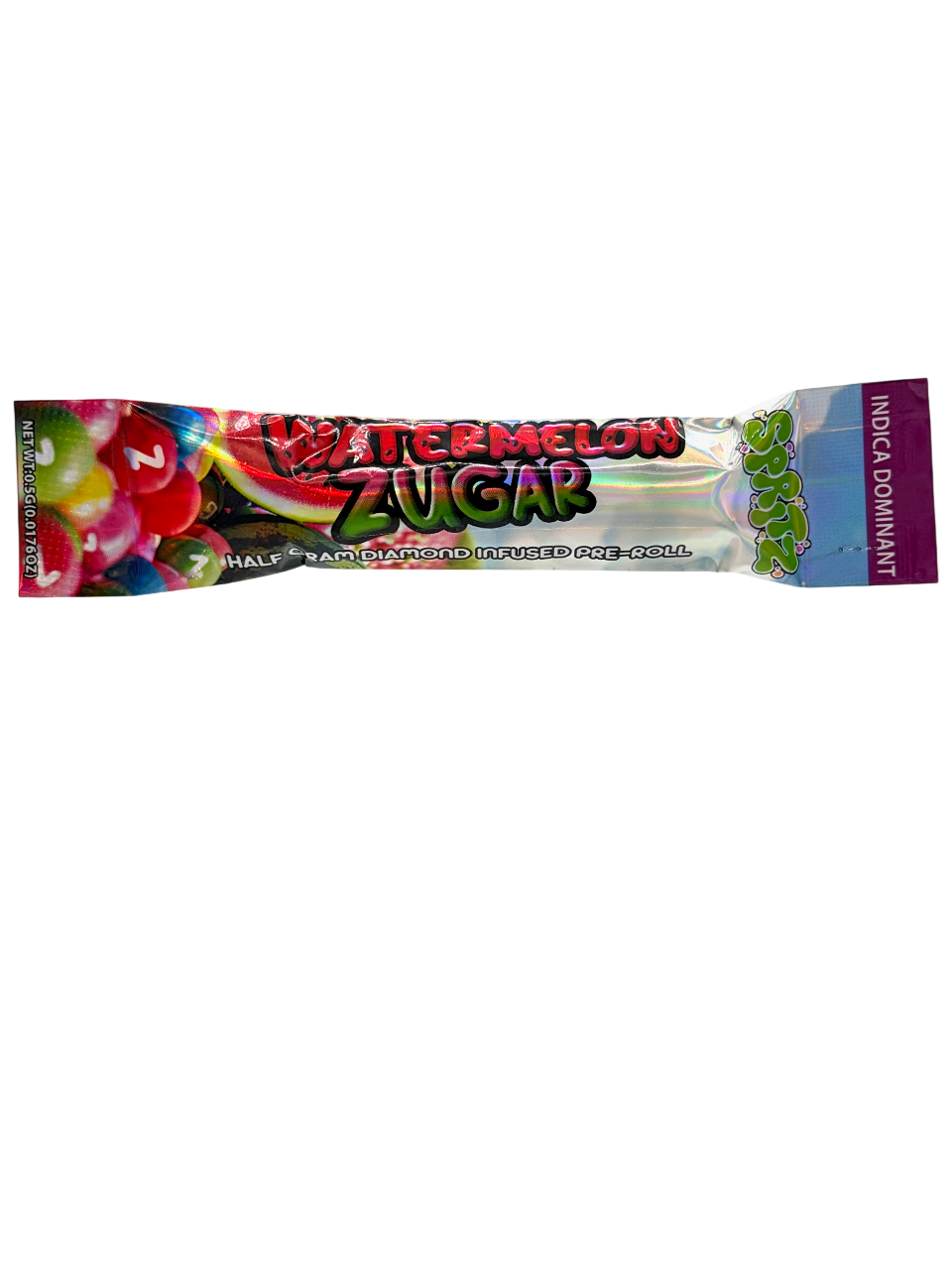 Watermelon Zugar candy package on a white background