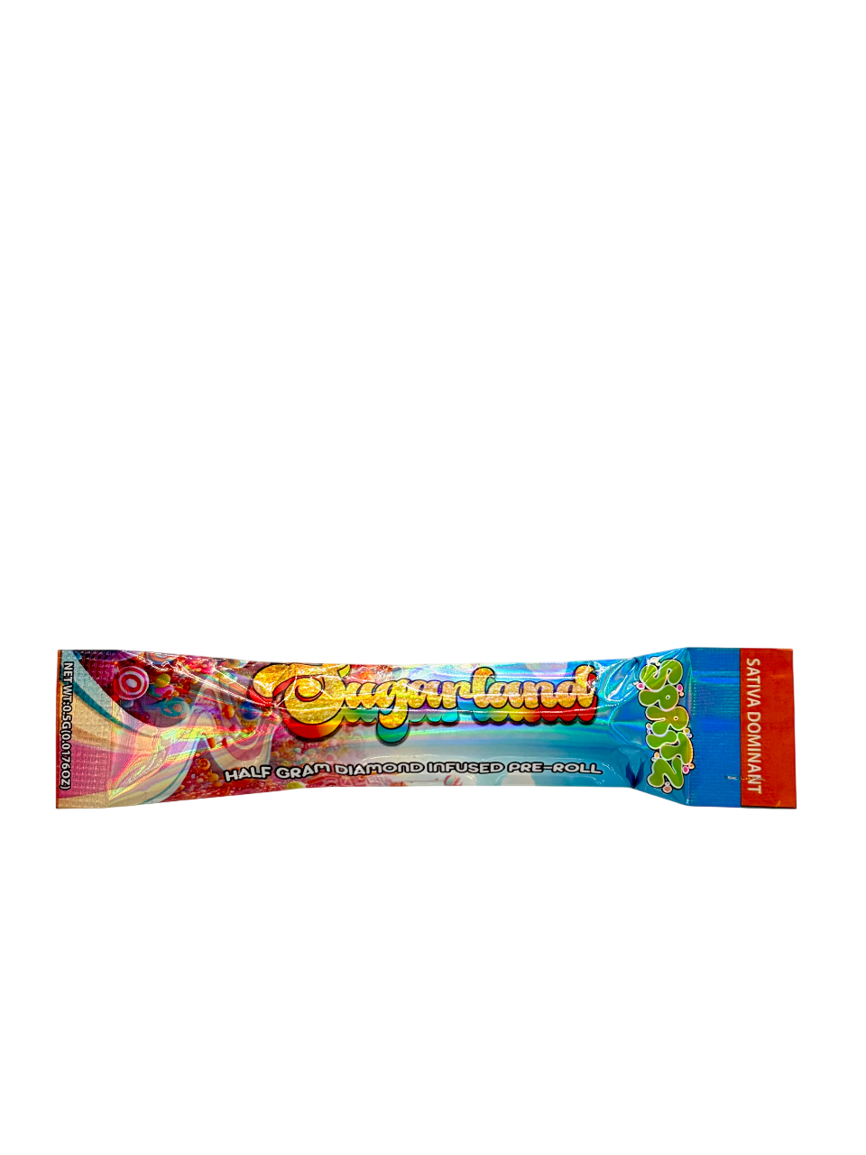Colorful candy bar packaging with 'Sugarland' branding on a white background