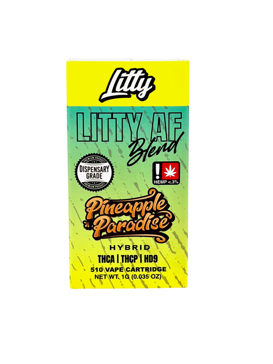 Litty Pineapple Paradise vape cartridge packaging on a white background