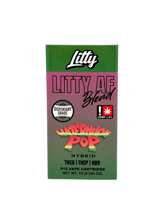Litty AF Blend vape cartridge packaging on a white background